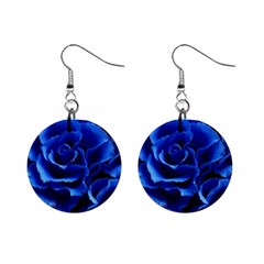 Blue Rose Flower Plant Romance Mini Button Earrings by Wegoenart