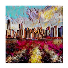 New York Skyline Manhattan City Tile Coaster by Wegoenart