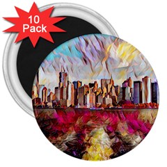 New York Skyline Manhattan City 3  Magnets (10 Pack)  by Wegoenart