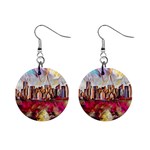 New York Skyline Manhattan City Mini Button Earrings Front