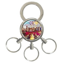 New York Skyline Manhattan City 3-ring Key Chain by Wegoenart