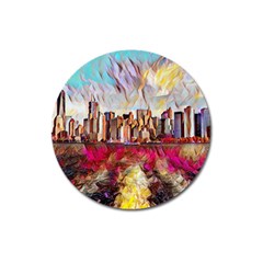 New York Skyline Manhattan City Magnet 3  (round) by Wegoenart