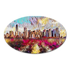 New York Skyline Manhattan City Oval Magnet by Wegoenart