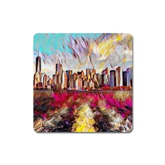 New York Skyline Manhattan City Square Magnet by Wegoenart