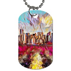 New York Skyline Manhattan City Dog Tag (two Sides) by Wegoenart