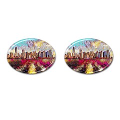 New York Skyline Manhattan City Cufflinks (oval) by Wegoenart