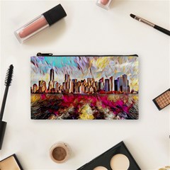 New York Skyline Manhattan City Cosmetic Bag (small) by Wegoenart