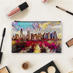 New York Skyline Manhattan City Cosmetic Bag (medium) by Wegoenart