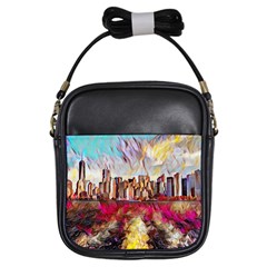 New York Skyline Manhattan City Girls Sling Bag by Wegoenart