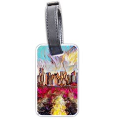 New York Skyline Manhattan City Luggage Tag (one Side) by Wegoenart