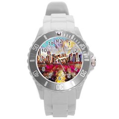 New York Skyline Manhattan City Round Plastic Sport Watch (l) by Wegoenart