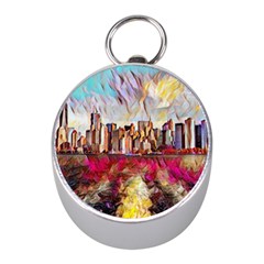 New York Skyline Manhattan City Mini Silver Compasses by Wegoenart