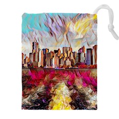 New York Skyline Manhattan City Drawstring Pouch (5xl) by Wegoenart