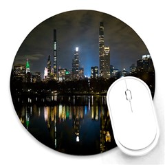 New York Night Central Park Skyscrapers Skyline Round Mousepad by Wegoenart