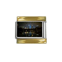 New York Night Central Park Skyscrapers Skyline Gold Trim Italian Charm (9mm) by Wegoenart