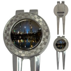 New York Night Central Park Skyscrapers Skyline 3-in-1 Golf Divots by Wegoenart