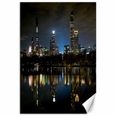 New York Night Central Park Skyscrapers Skyline Canvas 12  X 18  by Wegoenart