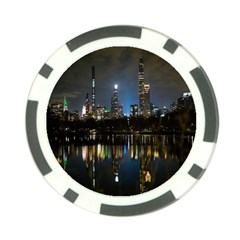 New York Night Central Park Skyscrapers Skyline Poker Chip Card Guard by Wegoenart