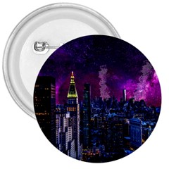 New York Manhattan Skyline Cityscape Downtown 3  Buttons by Wegoenart