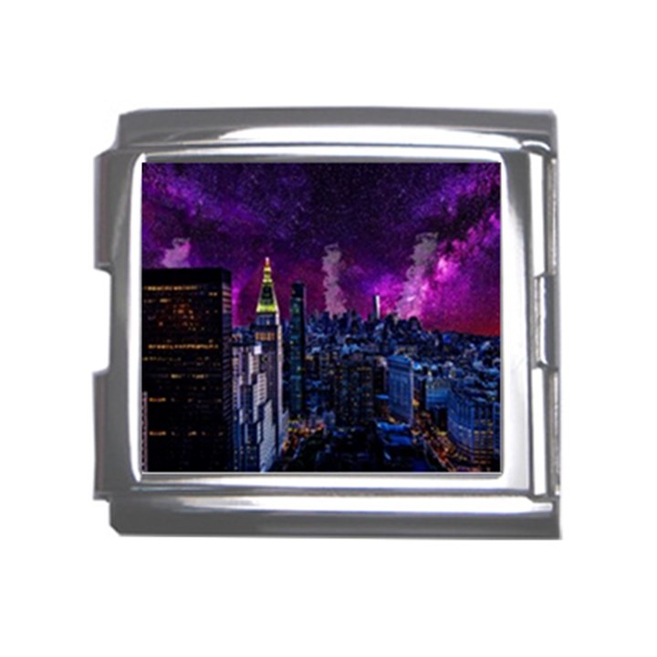 New York Manhattan Skyline Cityscape Downtown Mega Link Italian Charm (18mm)