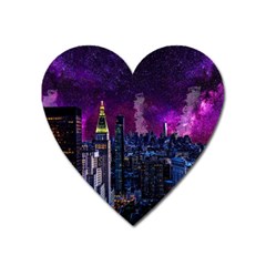 New York Manhattan Skyline Cityscape Downtown Heart Magnet by Wegoenart