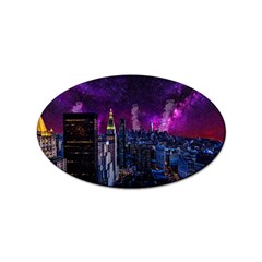 New York Manhattan Skyline Cityscape Downtown Sticker Oval (100 Pack) by Wegoenart