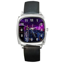 New York Manhattan Skyline Cityscape Downtown Square Metal Watch by Wegoenart