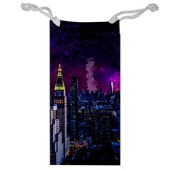 New York Manhattan Skyline Cityscape Downtown Jewelry Bag by Wegoenart