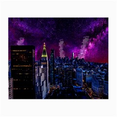 New York Manhattan Skyline Cityscape Downtown Small Glasses Cloth (2 Sides) by Wegoenart