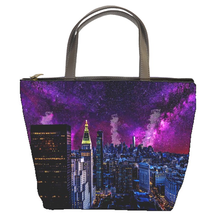 New York Manhattan Skyline Cityscape Downtown Bucket Bag