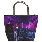 New York Manhattan Skyline Cityscape Downtown Bucket Bag Back