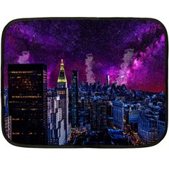 New York Manhattan Skyline Cityscape Downtown Fleece Blanket (mini) by Wegoenart