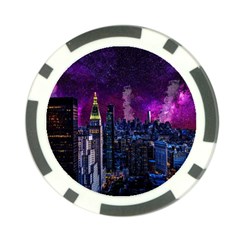 New York Manhattan Skyline Cityscape Downtown Poker Chip Card Guard (10 Pack) by Wegoenart