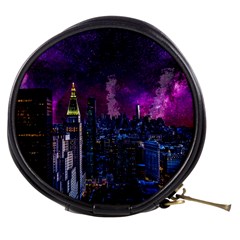 New York Manhattan Skyline Cityscape Downtown Mini Makeup Bag by Wegoenart