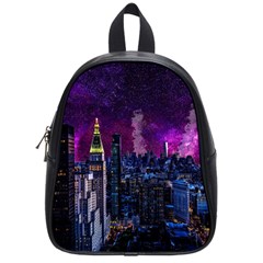 New York Manhattan Skyline Cityscape Downtown School Bag (small) by Wegoenart