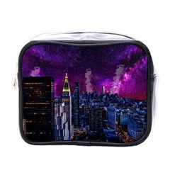 New York Manhattan Skyline Cityscape Downtown Mini Toiletries Bag (one Side) by Wegoenart