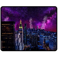 New York Manhattan Skyline Cityscape Downtown Fleece Blanket (medium)  by Wegoenart