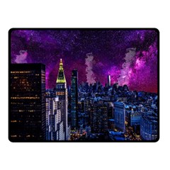 New York Manhattan Skyline Cityscape Downtown Fleece Blanket (small) by Wegoenart