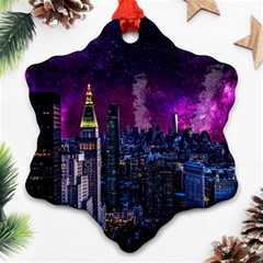 New York Manhattan Skyline Cityscape Downtown Ornament (snowflake) by Wegoenart