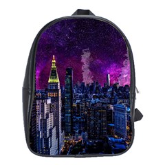 New York Manhattan Skyline Cityscape Downtown School Bag (xl) by Wegoenart