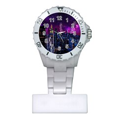 New York Manhattan Skyline Cityscape Downtown Plastic Nurses Watch by Wegoenart