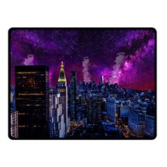 New York Manhattan Skyline Cityscape Downtown Double Sided Fleece Blanket (small)  by Wegoenart