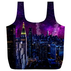 New York Manhattan Skyline Cityscape Downtown Full Print Recycle Bag (xl) by Wegoenart