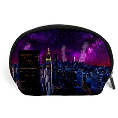 New York Manhattan Skyline Cityscape Downtown Accessory Pouch (large) by Wegoenart