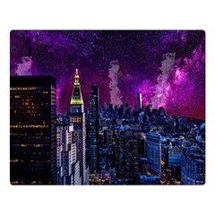 New York Manhattan Skyline Cityscape Downtown Double Sided Flano Blanket (large)  by Wegoenart