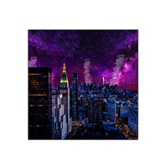 New York Manhattan Skyline Cityscape Downtown Satin Bandana Scarf 22  X 22  by Wegoenart