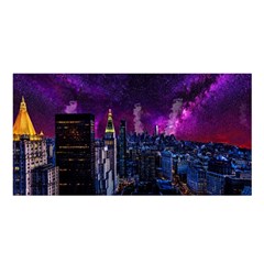 New York Manhattan Skyline Cityscape Downtown Satin Shawl 45  X 80  by Wegoenart