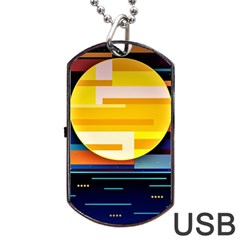 Background Abstract Horizon Dog Tag Usb Flash (two Sides) by Ravend