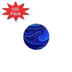 Wavy Abstract Blue 1  Mini Magnets (100 Pack)  by Ravend