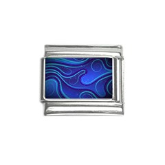 Wavy Abstract Blue Italian Charm (9mm)